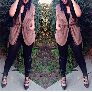 Mocha Fleece Hoodie Vest